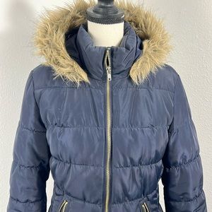 Divided Puffer Faux Fur Lined Blue Women's Jacket Size 4